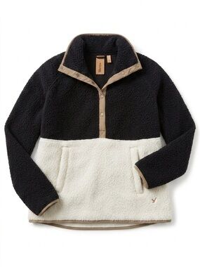 Indyeva Black & White Colorblock Sherpa Snap Pullover - Size XS *